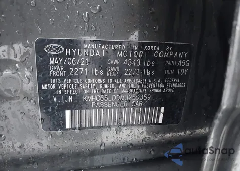 2021 Hyundai Ioniq Plug-In Hybrid Se from USA, damaged, VIN KMHC65LD9MU259359